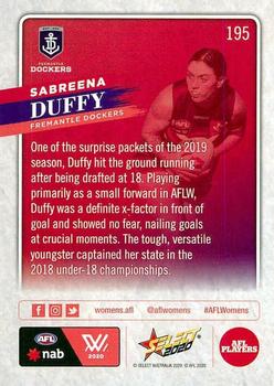 2020 Select Footy Stars #195 Sabreena Duffy Back
